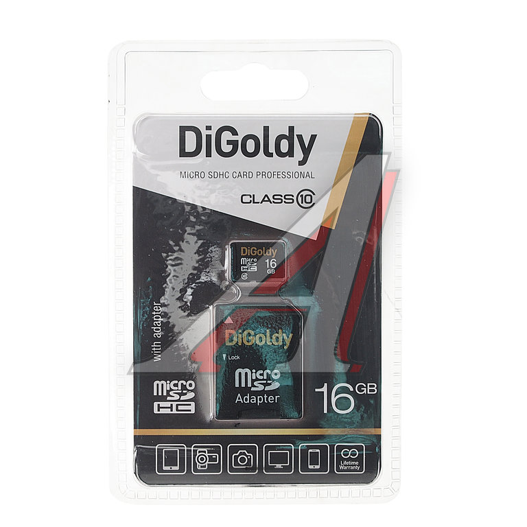 Карта памяти MicroSD 16Gb DiGoldy Class10 (SD адаптер)