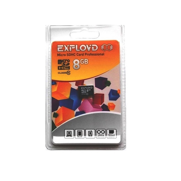 Карта памяти MicroSD 8Gb Exployd Class10 (без адаптера)