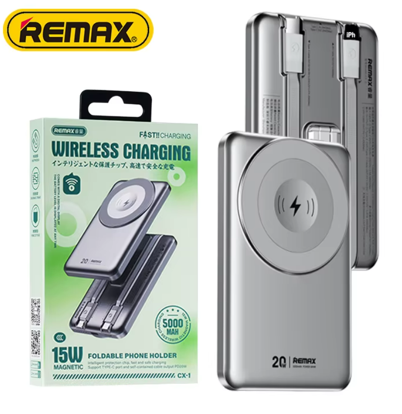 PowerBank MagSafe 5000mAh REMAX CX-1+CABLE USB-L,C (GREY)