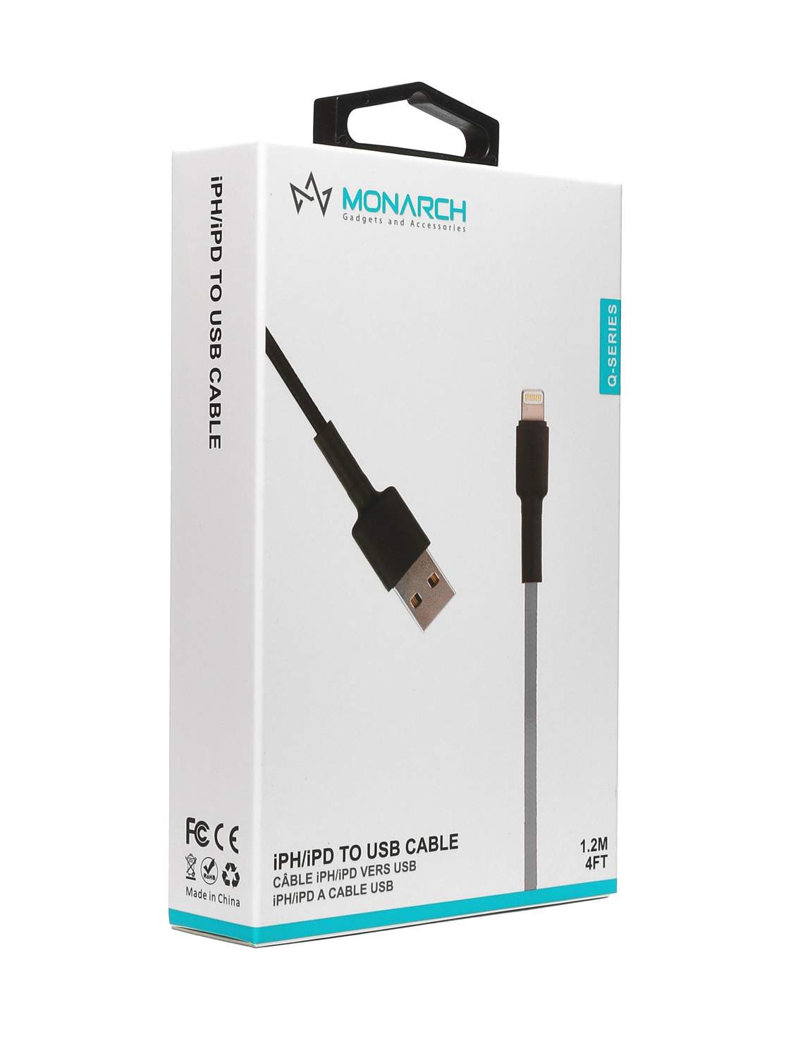 Кабель USB lightning 8pin Monarch Zinc Alloy 2.4A (Серебро)