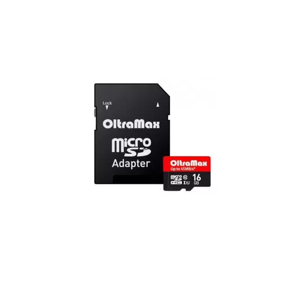 Карта памяти MicroSD 16Gb OLTRAMAX Class 10 UHS-1 Elite (SD адаптер)