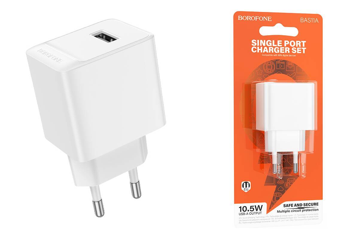 СЗУ (блок) USB-A BOROFONE BAS11A 10.5W (Белый)