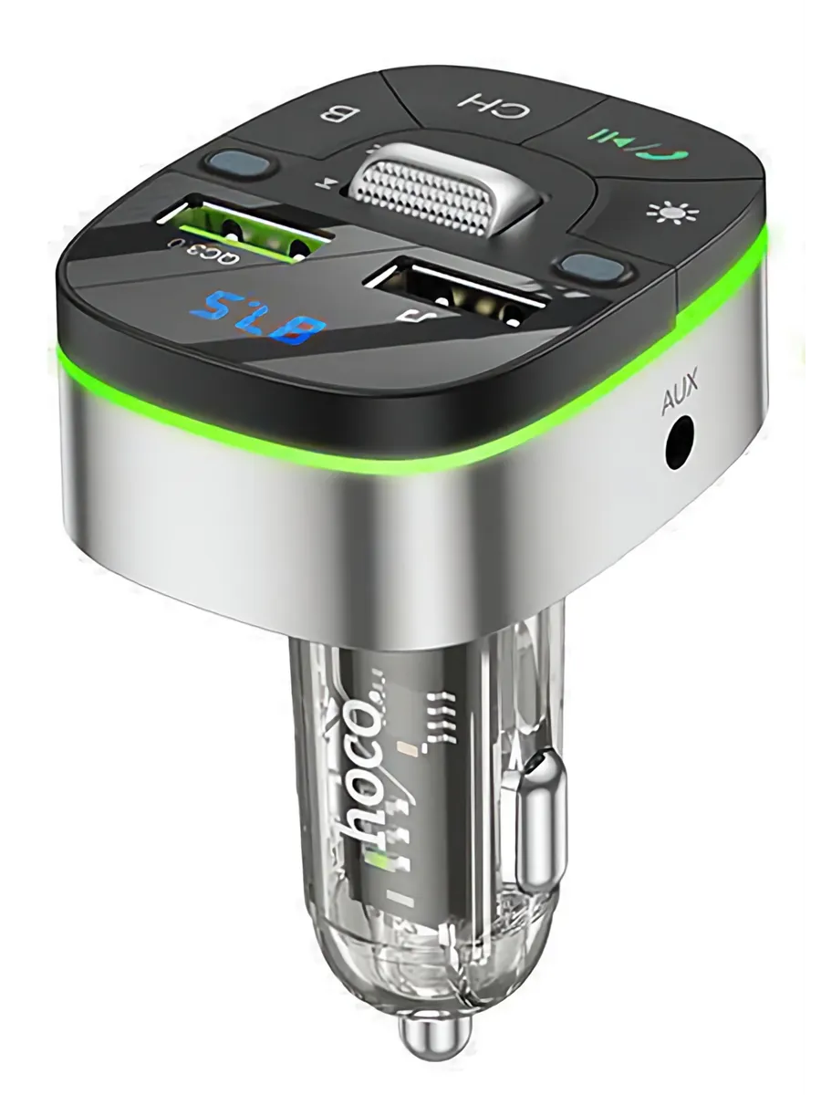 FM модулятор Hoco E71 /2xUSB,AUX,Bluetooth/ 18W (Черный)