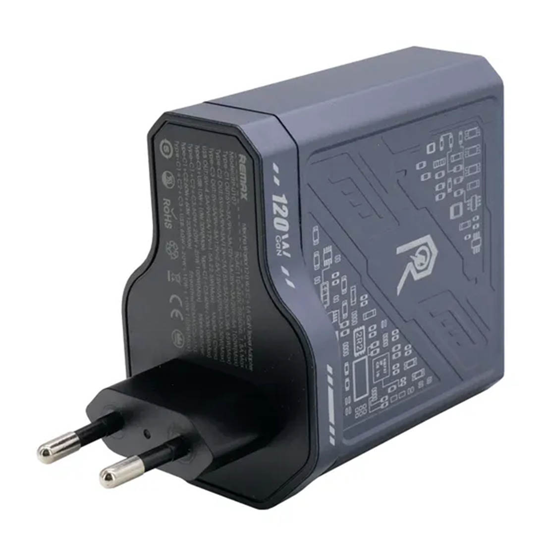 СЗУ (блок) USB 3xC+A Remax RP-U107 Mecha Warrior Series 120W (Черный)
