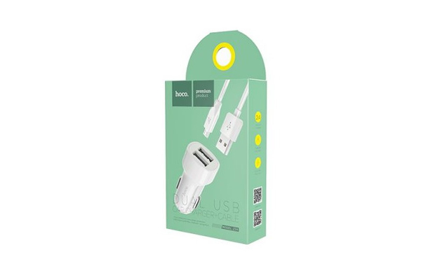 АЗУ 2USB + кабель USB micro HOCO Z2A 2.4A (Белый)