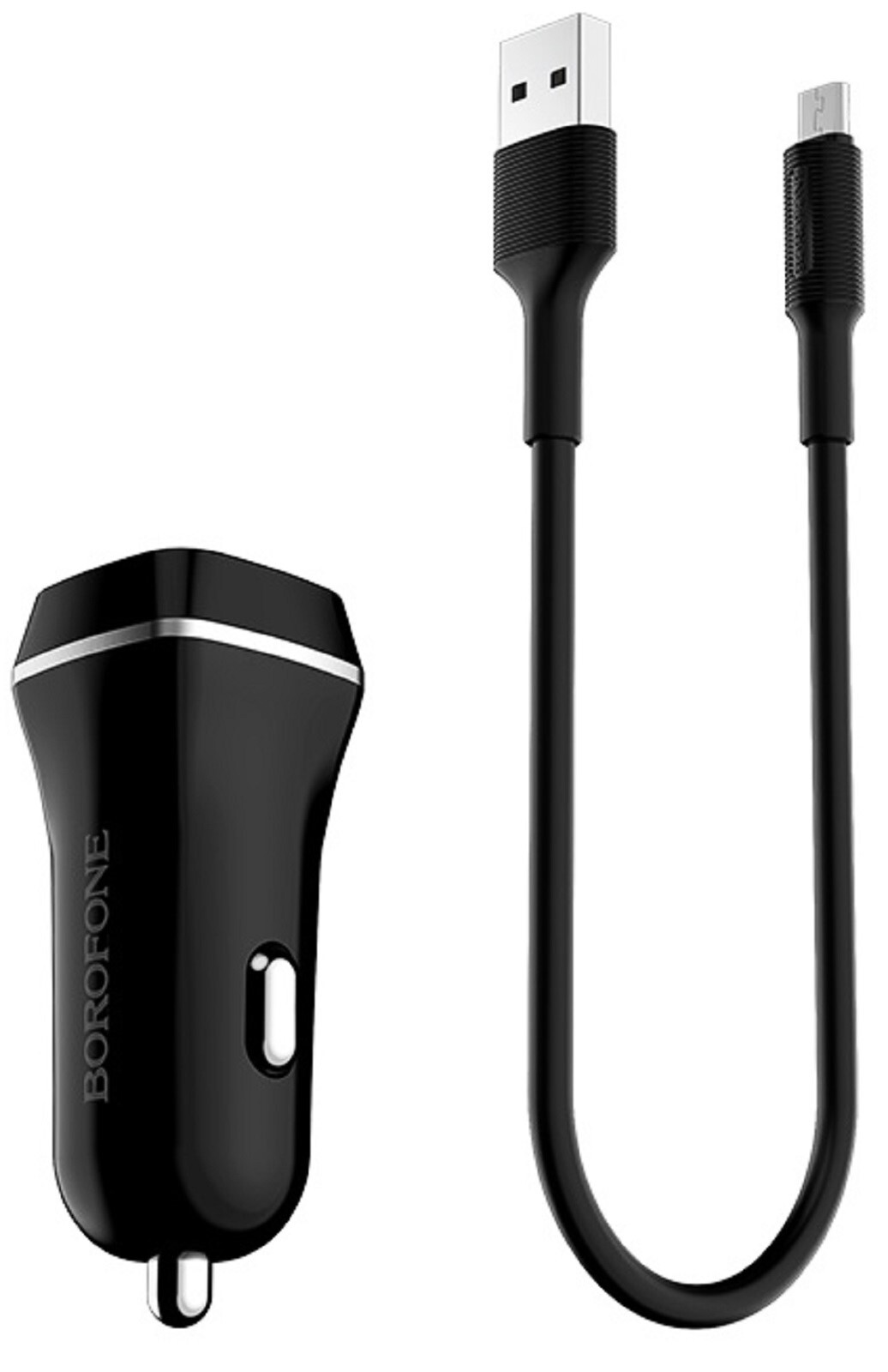 АЗУ 2xUSB + Кабель USB micro BOROFONE BZ2 2.4A 12W (Черный)