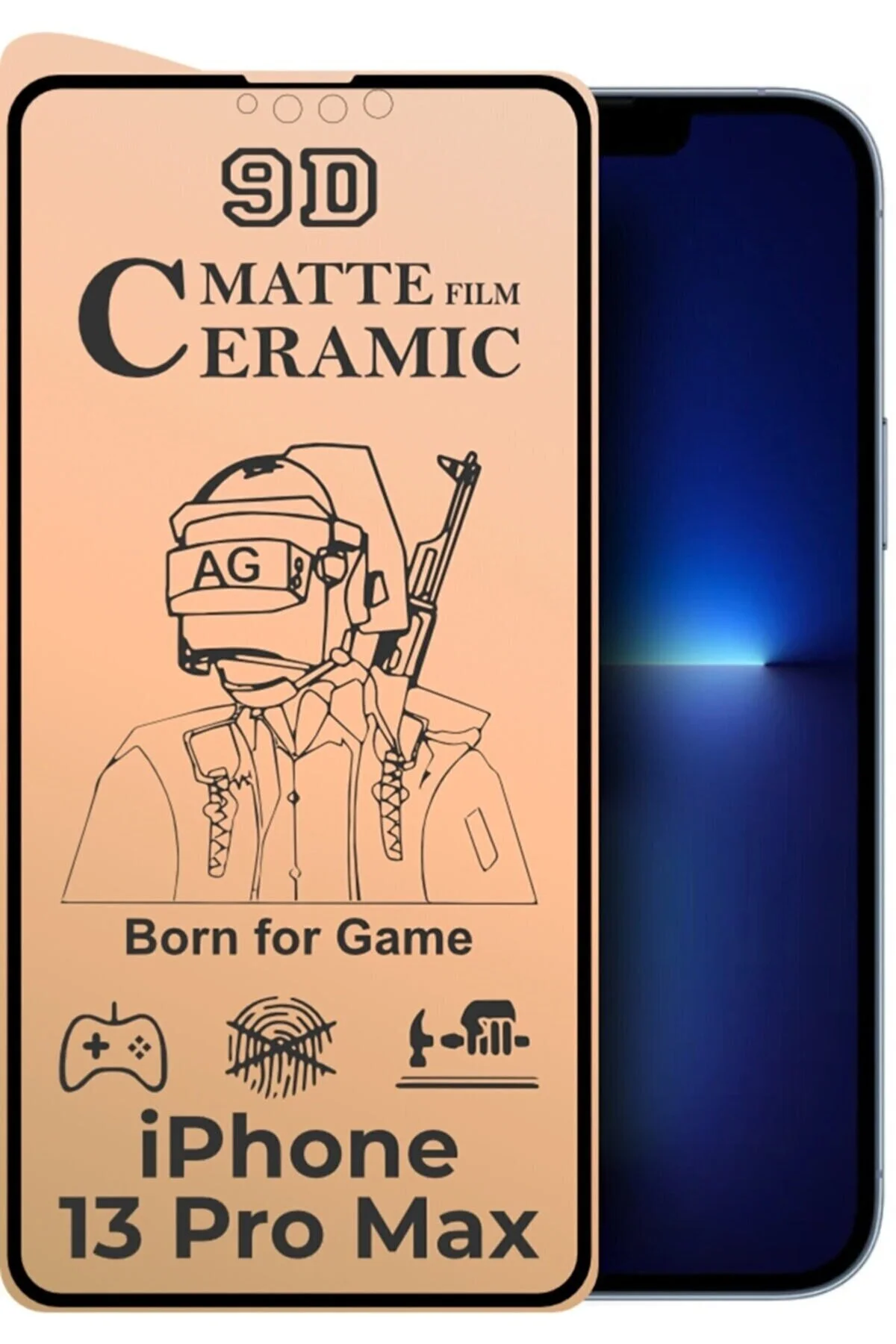 Защитное стекло 3D Apple 13/13 Pro Ceramics Matte (Черный)
