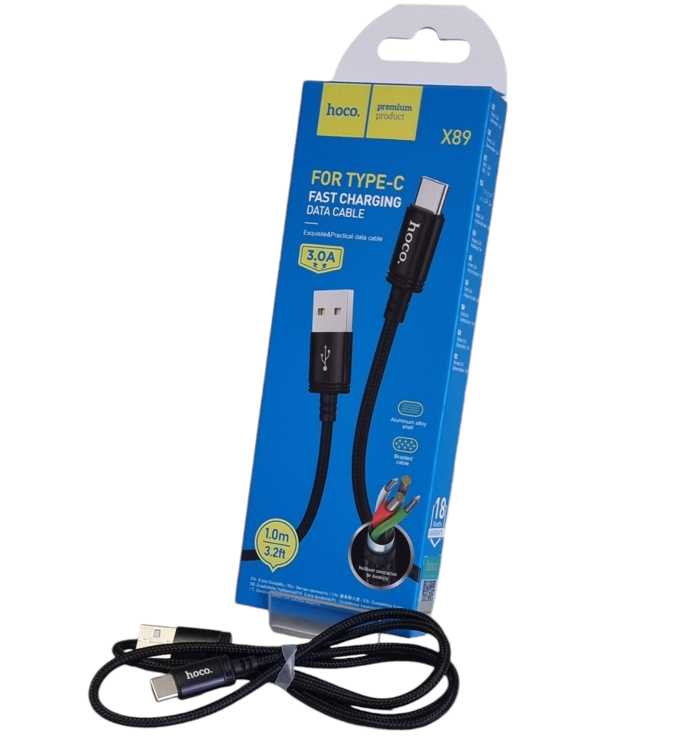 Кабель USB A-C Hoco X89 /ткань/ (Чёрный)