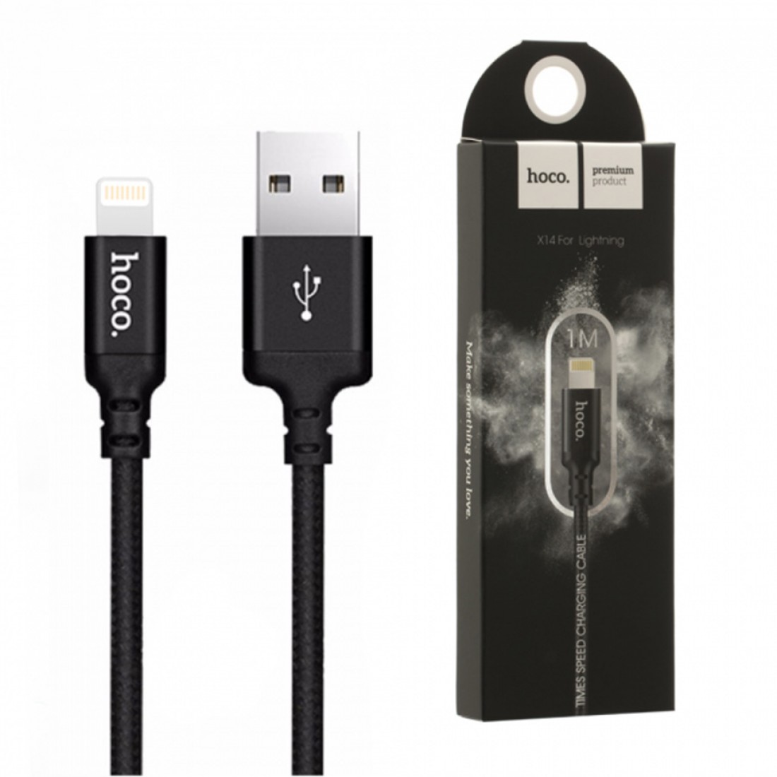 Кабель USB Apple lightning 8pin Hoco X14 Times speed 2М (Чёрный)